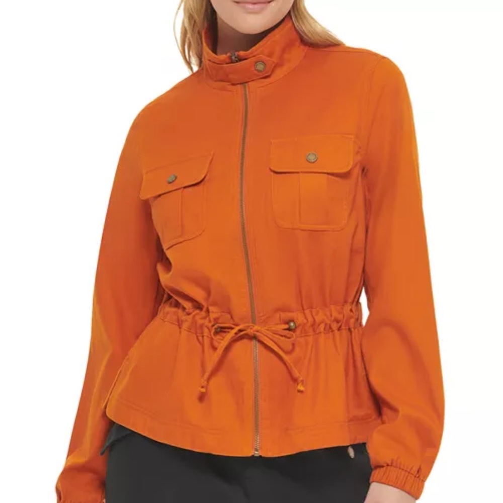 Karl Lagerfeld Women's Utility Jacket in Orange size Medium